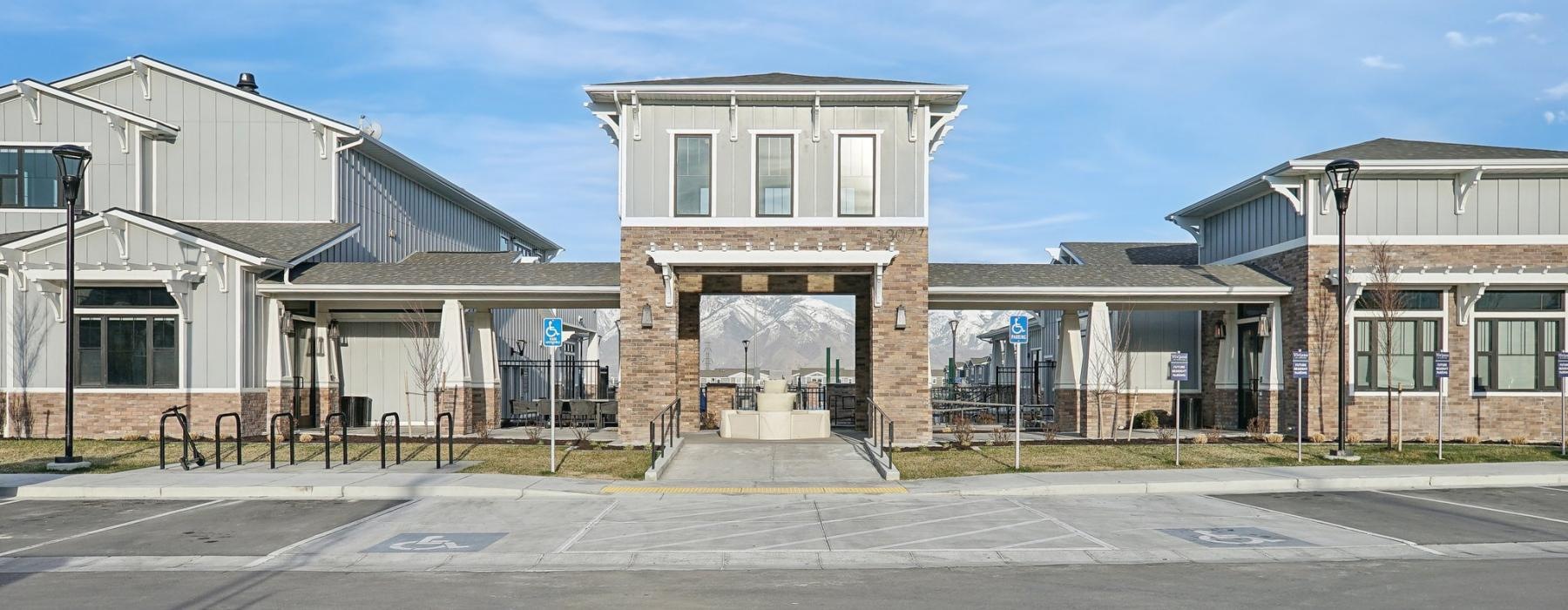 a building with a gate