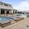 a swimming pool outside of a building