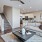 a living room with a staircase