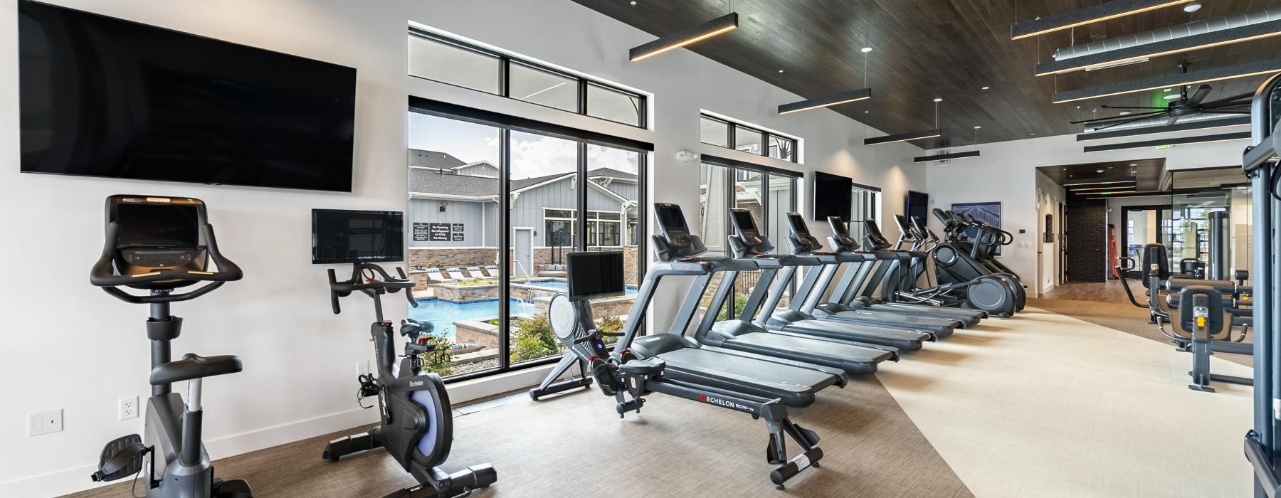 a gym with exercise equipment
